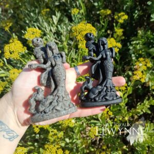 Sculpture Jack & Sally en Obsidienne noire où Yooperlite
