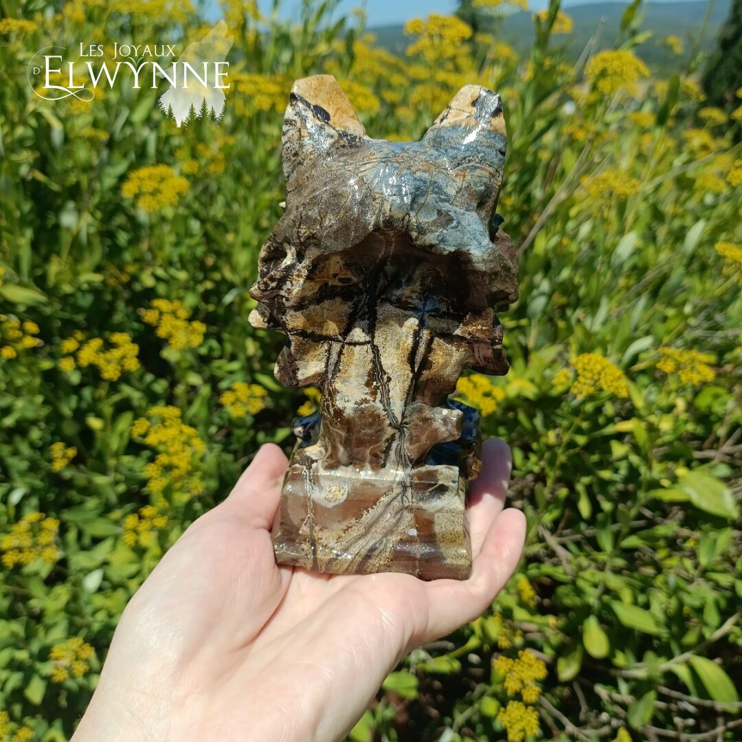 Buste de Loup en Jaspe Paysage – Image 4
