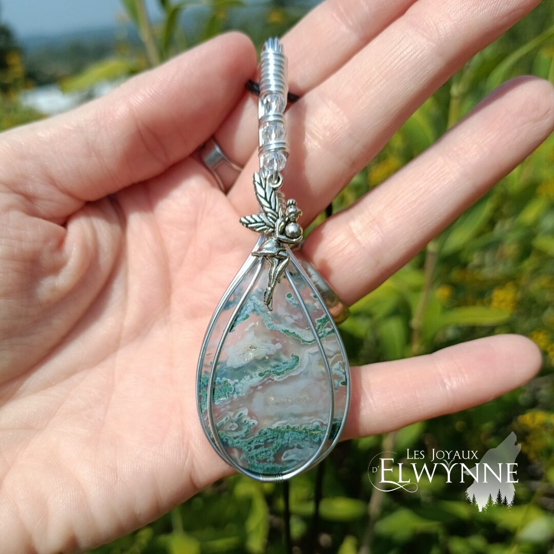 Pendentif fée et son agate mousse – Image 2