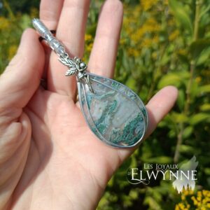 Pendentif fée et son agate mousse