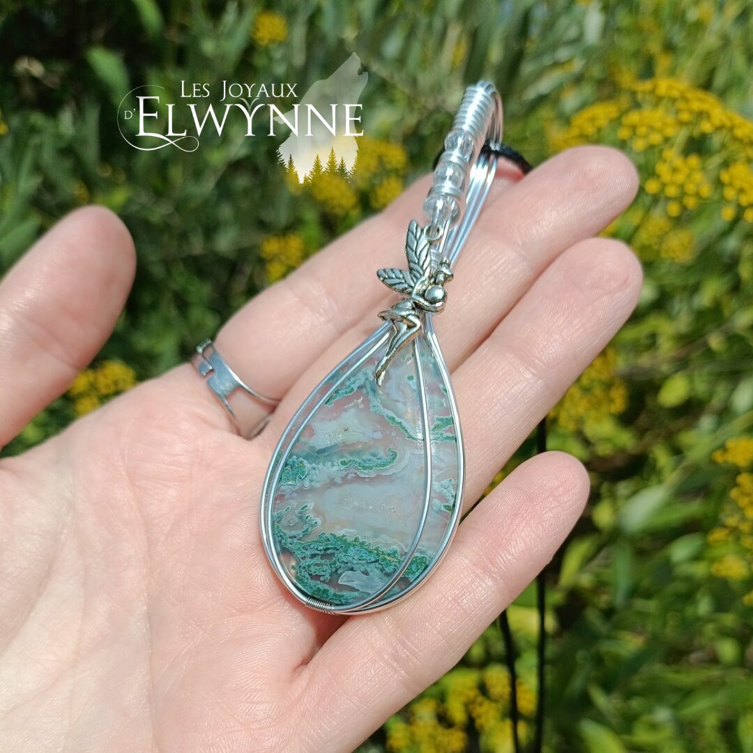 Pendentif fée et son agate mousse – Image 3