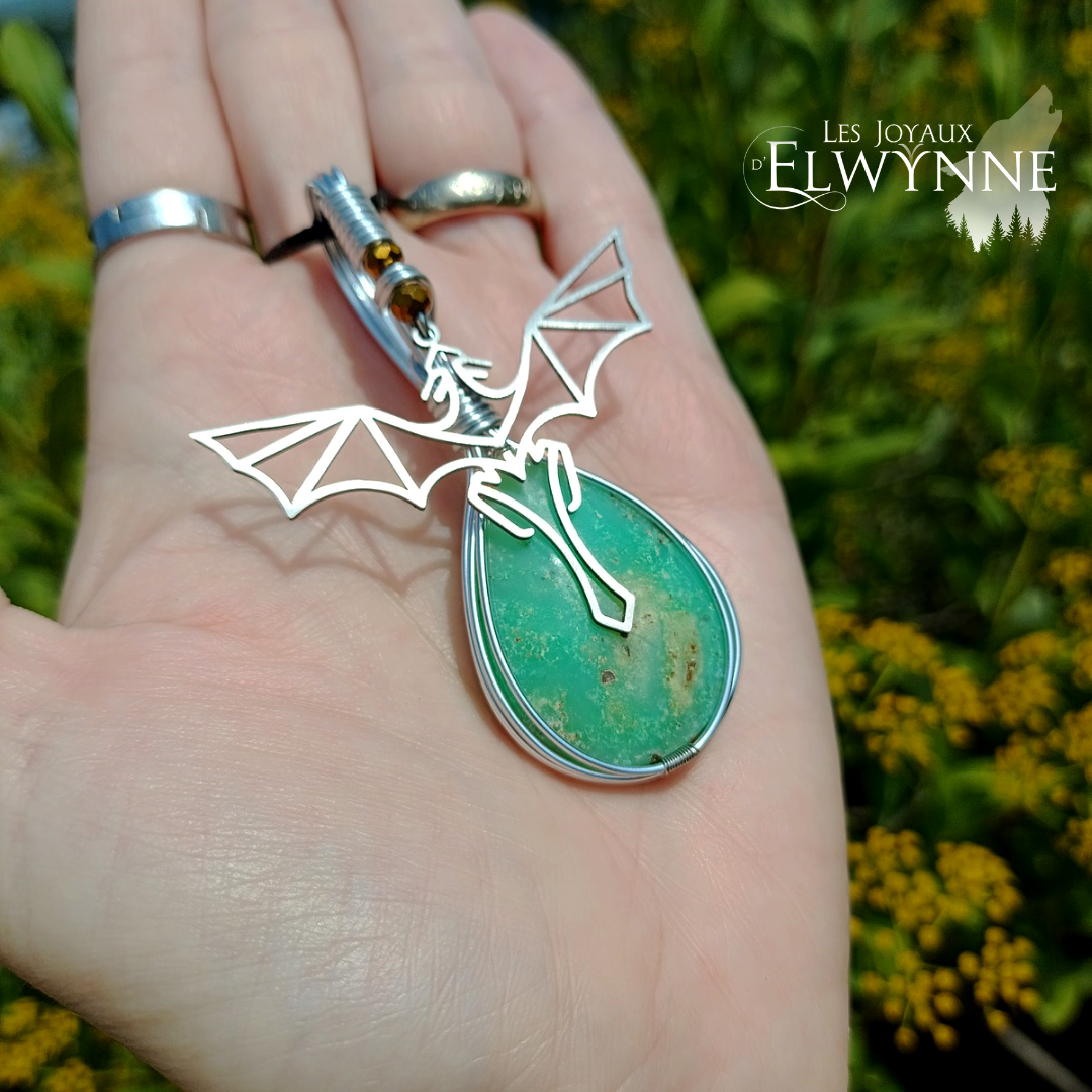 Pendentif Dragon avec sa Chrysoprase – Image 3
