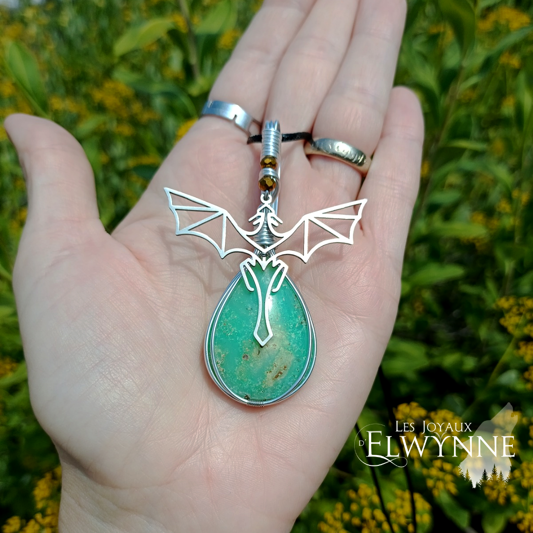 Pendentif Dragon avec sa Chrysoprase – Image 4