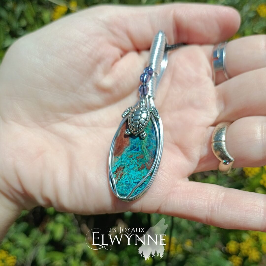 Pendentif Tortue et sa Shattuckite