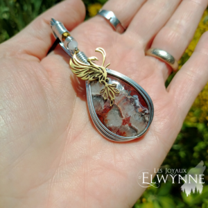 Pendentif Phénix et son agate crazy lace