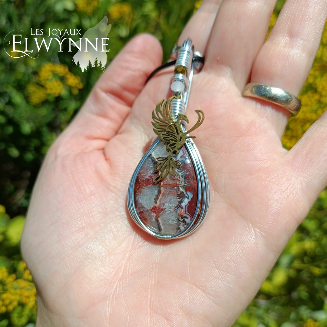 Pendentif Phénix et son agate crazy lace – Image 3