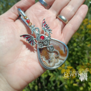Pendentif Dragon et son agate crazy lace