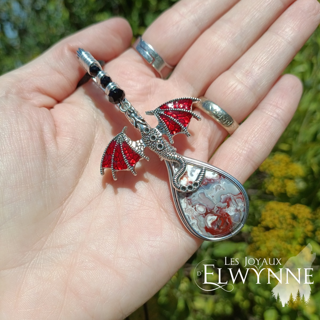 Pendentif Dragon et son agate dendritique
