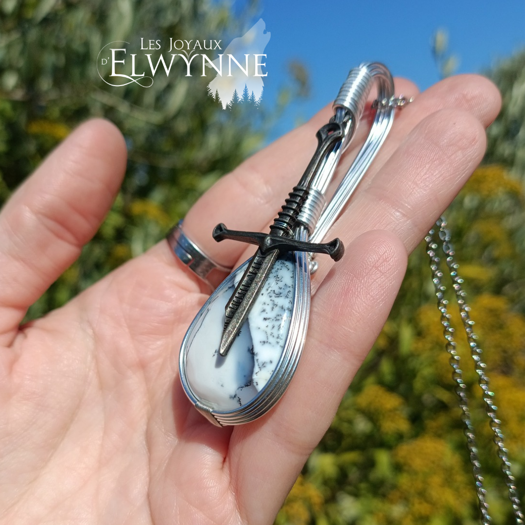 Pendentif Épée et son agate dendritique – Image 2