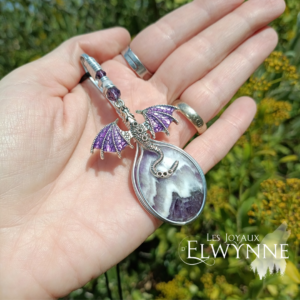 Pendentif Dragon et son améthyste chevron