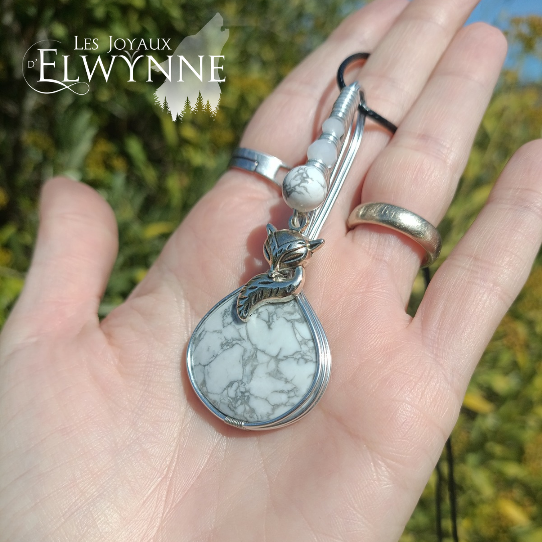 Pendentif Renard et sa Howlite – Image 2