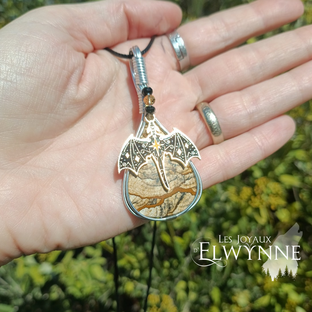 Pendentif Dragon et sa jaspe paysage – Image 3