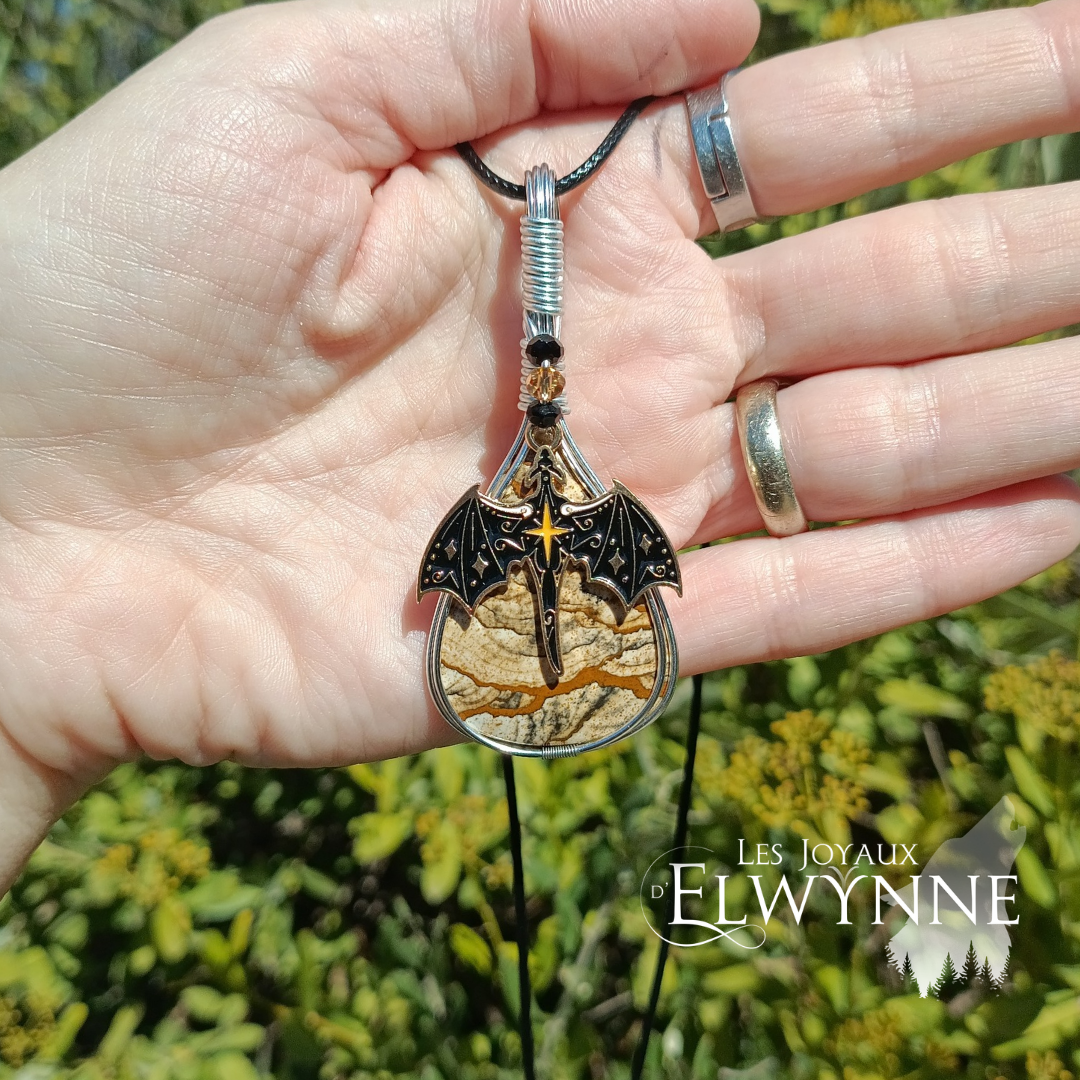 Pendentif Dragon et sa jaspe paysage – Image 4