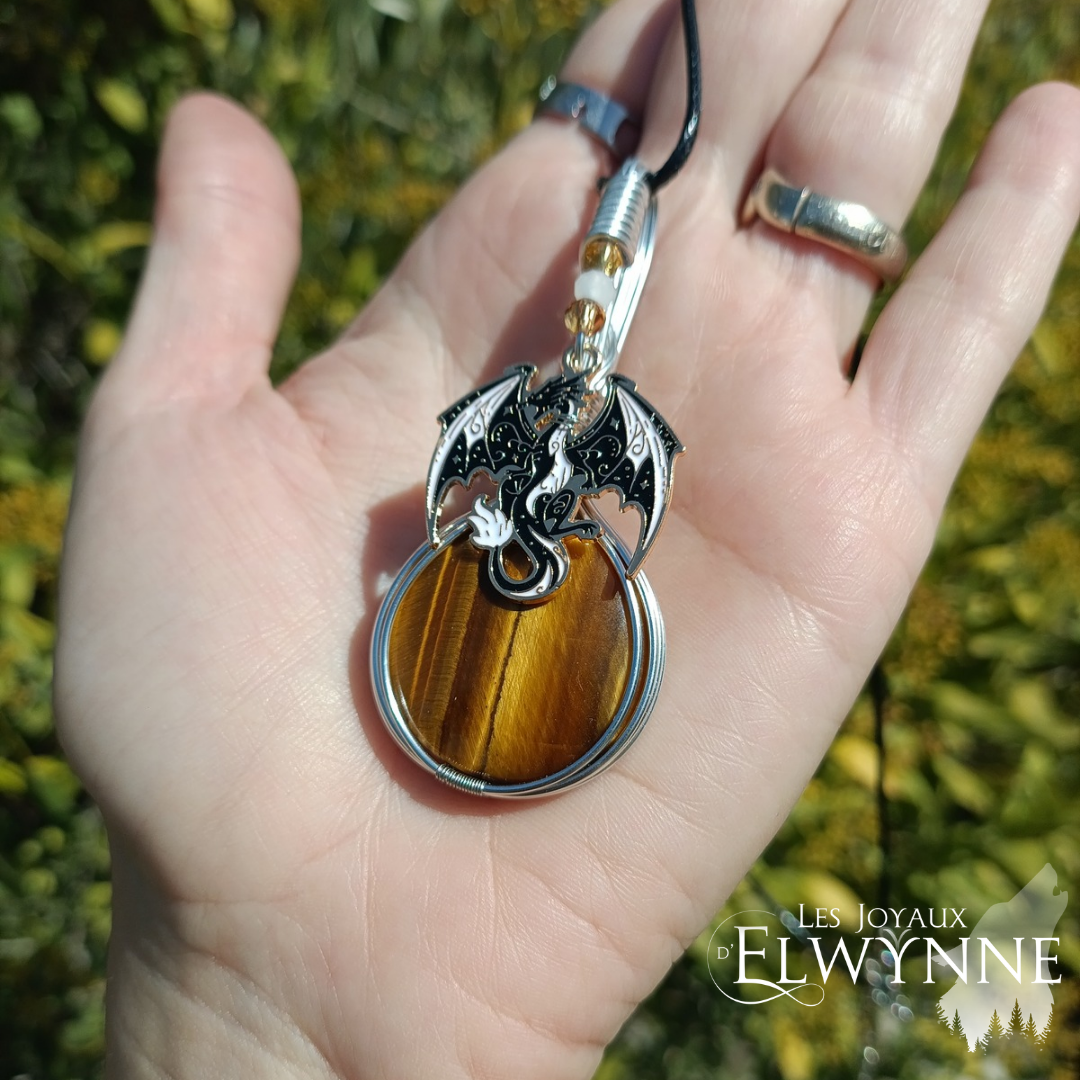 Pendentif Dragon et son Œil de tigre – Image 3