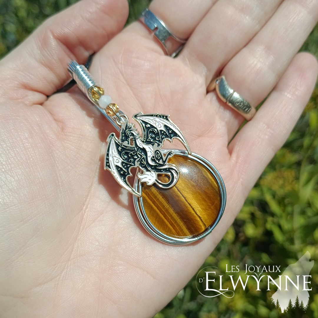 Pendentif Dragon et son Œil de tigre – Image 2