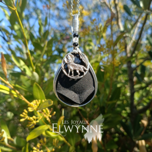 Pendentif Loup et son agate druzy