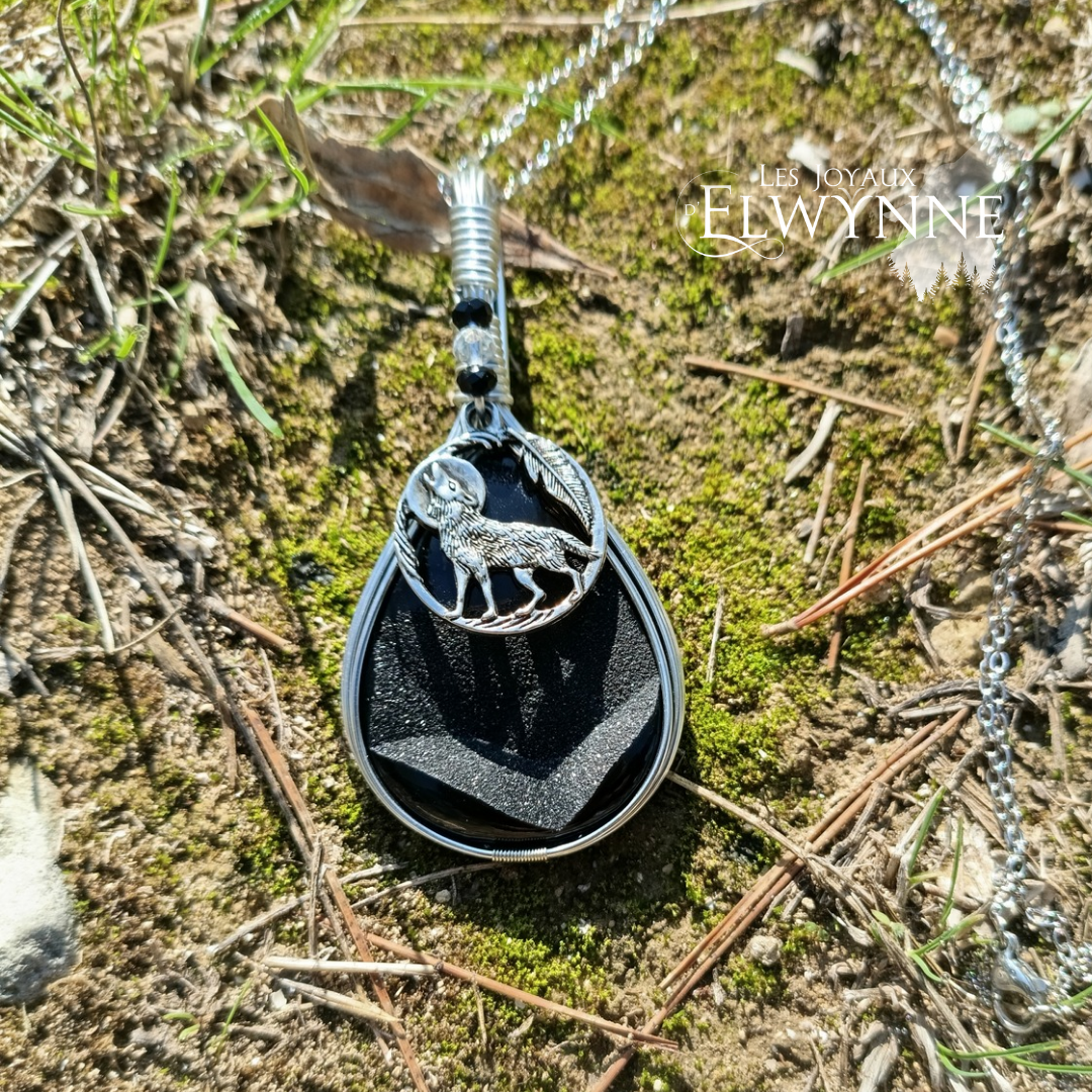 Pendentif Loup et son agate druzy – Image 3
