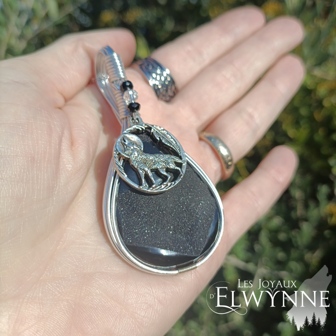 Pendentif Loup et son agate druzy – Image 4