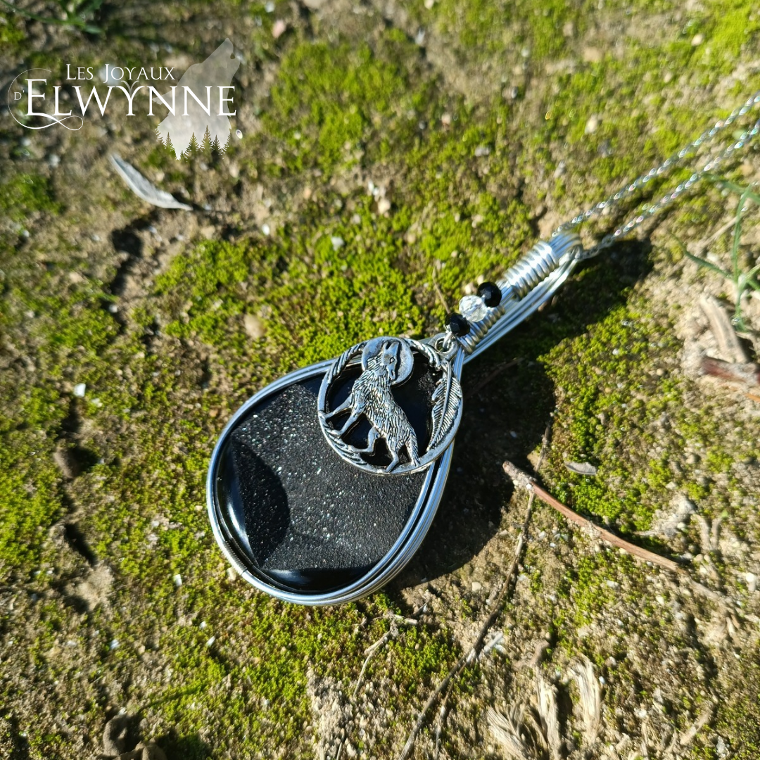 Pendentif Loup et son agate druzy – Image 2