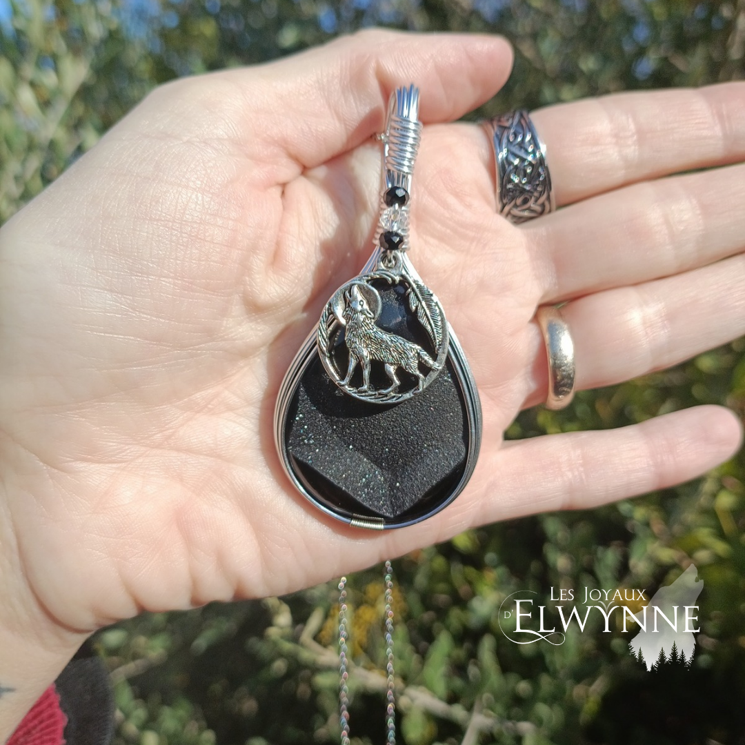 Pendentif Loup et son agate druzy – Image 5